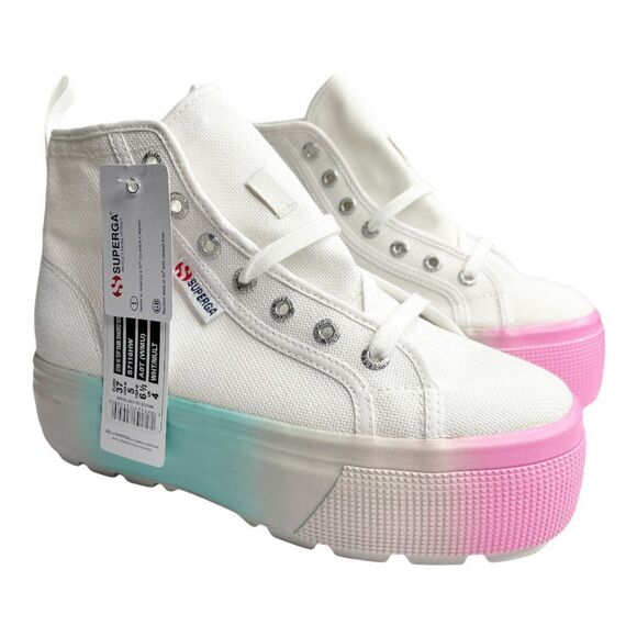 SUPERGA Printed White Platform Lace-Up High Top Sneaker  - Picture 2 of 9